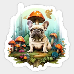 French Bulldog In a Fairy Forest Sticker